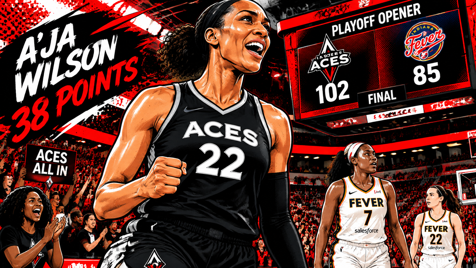 A'ja Wilson Scores 38 as Aces Beat Fever 102-85 in Playoff Opener