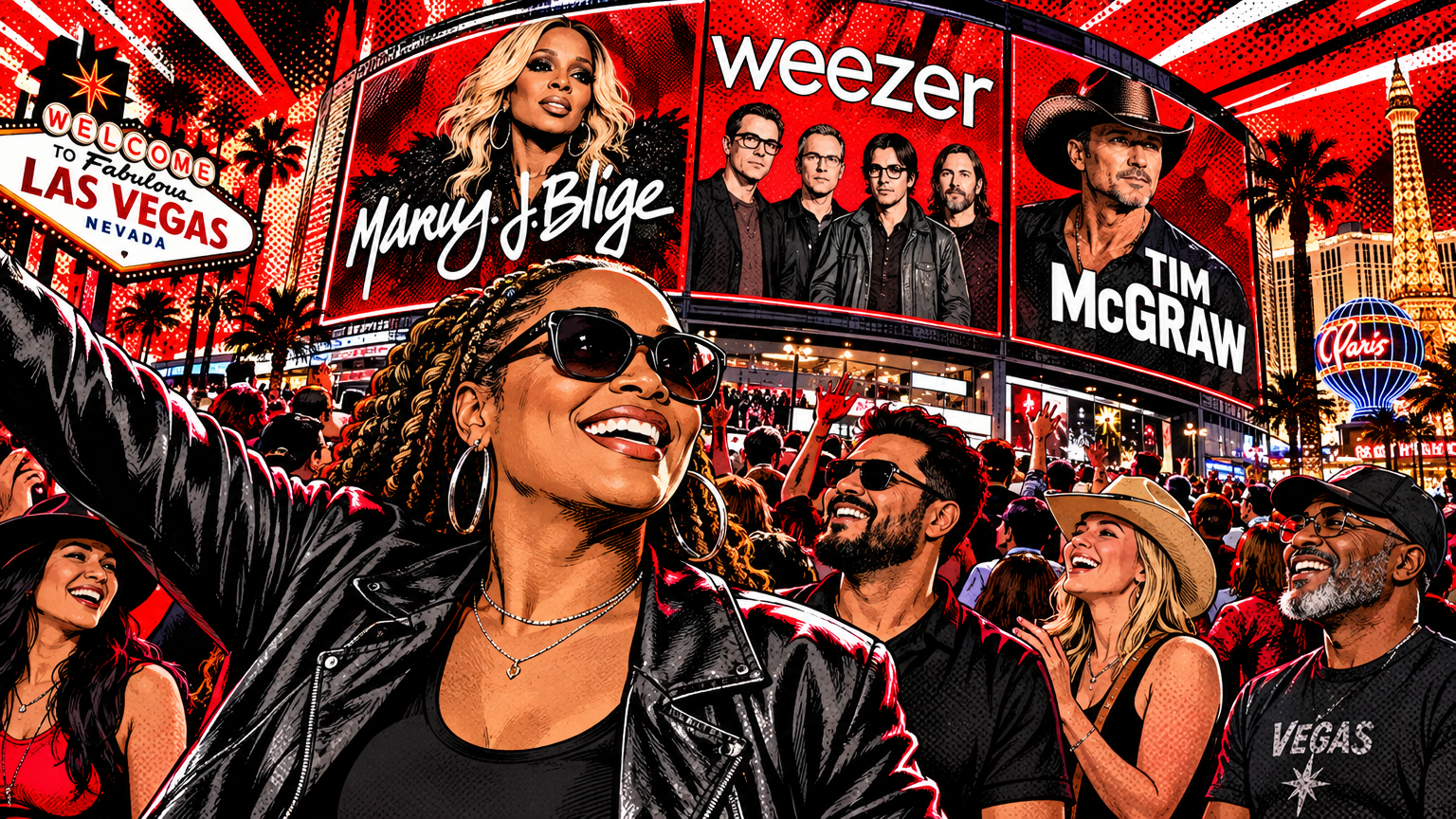 Vegas’ Live Music Calendar Crowds Up With Mary J. Blige, Weezer and Tim McGraw